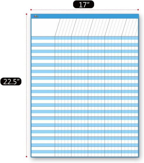 Dry Erase Incentive Chart/Chore/Responsibility/School Attendance, 6 Pack Multi-Color, 36 Rows x 25 Columns