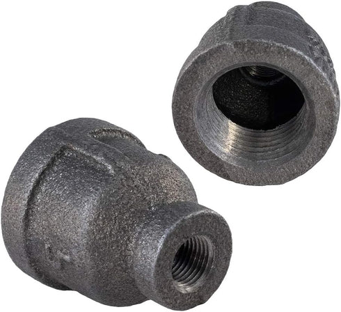 Malleable Iron Threaded Pipe Fitting Connector, 1-1/2 x 3/4 inch (Pack of 5) Reducing Coupling, Black BMRC1122-5