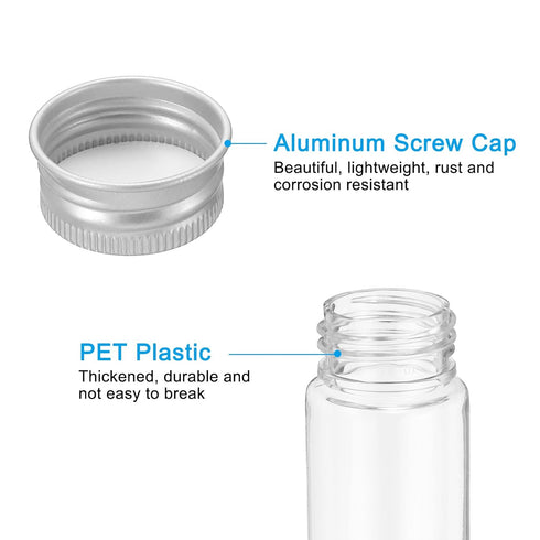 PATIKIL 80ml Plastic Test Tubes with Screw Caps, 6Pcs 128x33mm Flat Bottom Tubes for Candy Bead Storage