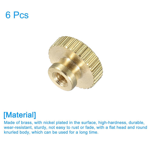 uxcell Knurled Thumb Nuts, 6Pcs M3 x D11mm x H6.5mm Brass High Head Round Knobs for 3D Printer Parts