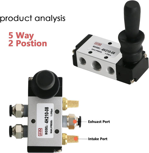 GHM PNEUMATIC 1/4"NPT 5 Way 2 Postion Lever Operated Valve Pneumatic Manual Valve Manual Control 4H210-08 by GHM