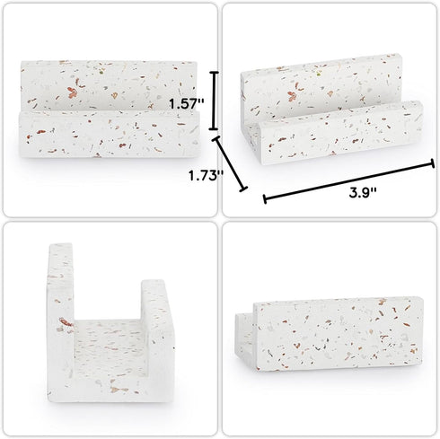 Hipiwe Terrazzo Business Card Holder for Desk, Concrete Display Stand for Women Men Office Organizer