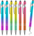 AUAUY 6PCS Ballpoint Pens, 2 in 1 Stylish Metal Stylus Pen with 12 Refills, Black Ink Medium Point