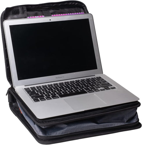 Case-It 2 Inch 3 D-Ring Zipper Binder with Padded Laptop Case, Shoulder Strap, LT-117, Black