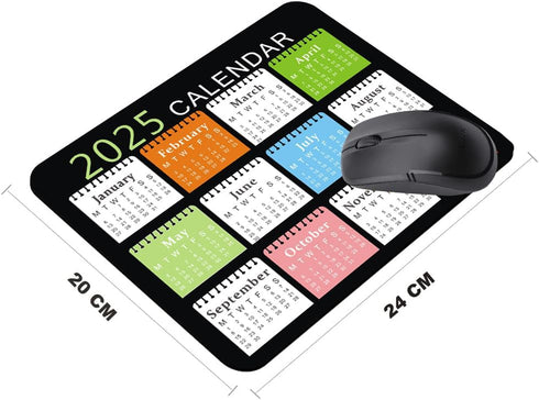 Amakoo 2025 (9.5 7.9 Inch) Calendar Mouse Pad, Gaming Rectangle Mousepad for Computer Laptop Non-Slip Rubber Desk