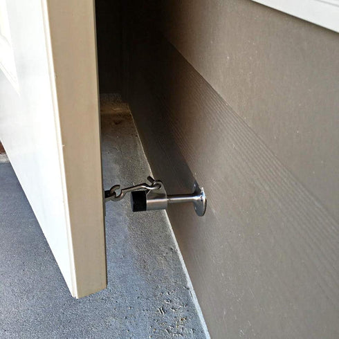 Sumnacon Stainless Steel Door Stopper with Hook - Heavy Duty Wall Mounted Doorstop, Silver