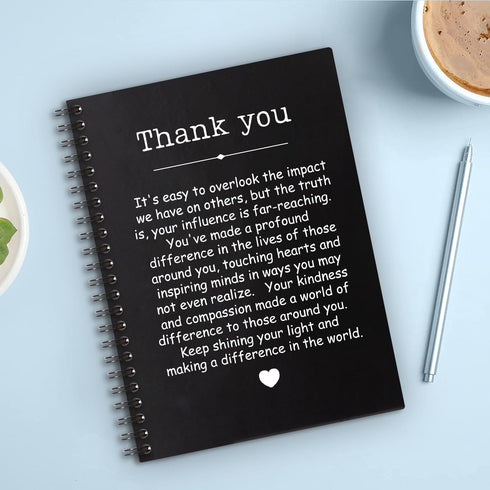 QYUVK Thank You Hardcover Spiral Notebooks, 160 Pages, Funny Gift for Men Women Coworkers, Appreciation Gifts