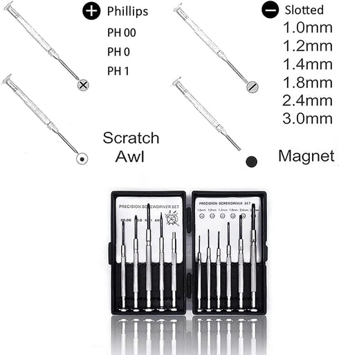 6Pcs Mini Screwdriver Set, Precision Eyeglass Repair Tool Kit with Flathead and Philips Screwdrivers for Jewelers