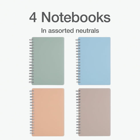 Oxford Poly Spiral Notebooks, 4 Pack, Small 5.7 x 8.5 Book, Thick Poly Cover, White Paper, College Rule, 80 Sheets/160