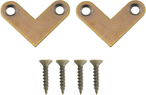 HJ Garden 4pcs L-Shaped Copper Corner Code Brass Flat Corner Bracket Joint Flat Corner Brace Plate Support Drawer Fixed