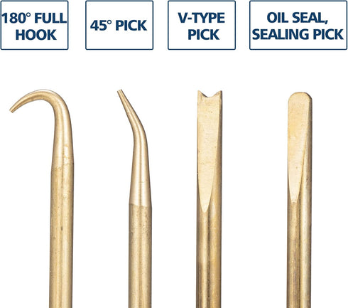 O Ring Tool Set Pick -and Hook, Hand Tools, Useful as Removing Small Fuses, Oil Seal Gaskets, Springs and Wire plugs, Brass Material for Extended Tool Life