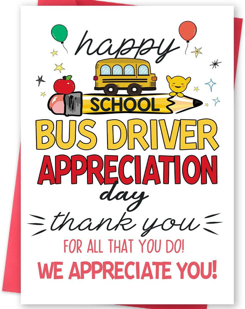 MOROLURU School Bus Drivers Day Card, Thank You Card for School Bus Driver,