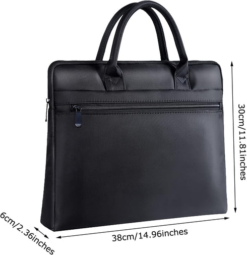 enyuwlcm Waterproof Oxford Handle Document Bag Briefcase for Men File Tote Bag for Carrying Paper Files Black