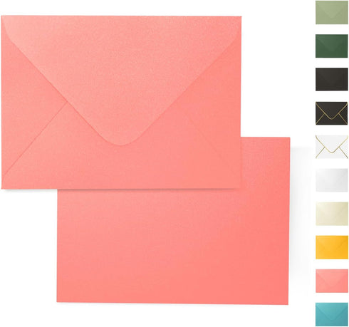 Pink Pearl Envelopes 5x7-100 PCS Goefun Pink Metallic Envelopes, A7 Euro Flap for Wedding Invitations