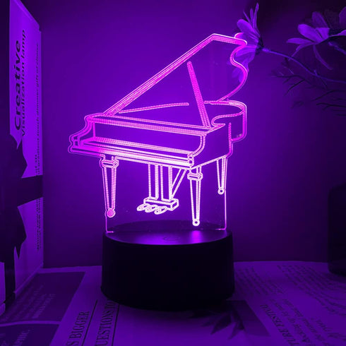 Jinnwell 3D 16 Piano Night Light Lamp Illusion Color Changing Table Desk Decoration Lamps Acrylic Flat ABS Base USB