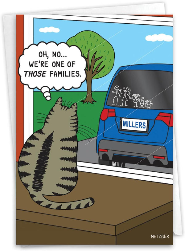 NobleWorks - 1 Happy Mother's Day Card, Funny Cartoon Humor, Mom Greetings with Envelope, Those Families 0202