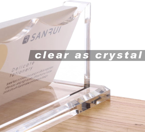 SANRUI Clear Horizontal Business Card Holder Stand, Acrylic Display Rack for Desk, 1 Tier, 60 Card Capacity