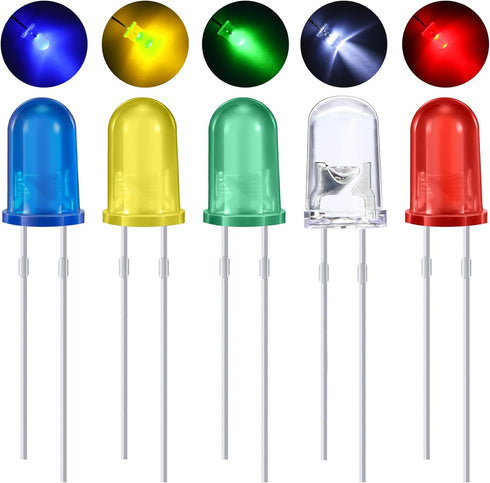 EBOOT 100 Pieces Clear LED Light Emitting Diodes Bulb, 5 mm (5 Colors)