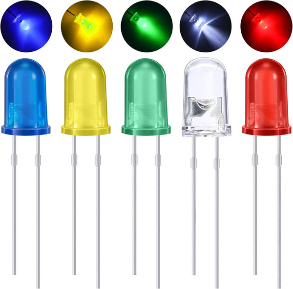 EBOOT 100 Pieces Clear LED Light Emitting Diodes Bulb, 5 mm (5 Colors)