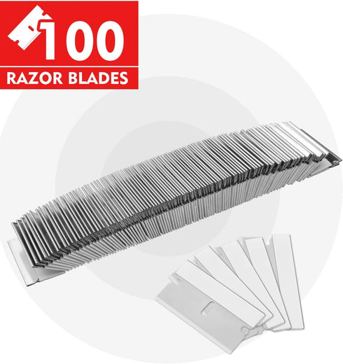 100-Pack WORKPRO Single Razor Edge Blades, Industrial Scraper Razor Blades, High Carbon Steel One Edge Razor Blades