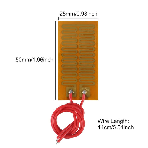 15pcs 25mmx50mm Film Heater Plate Adhesive Pad, PI Heating Elements Film 12V 7W Strip Heater Adhesive Polyimide Heater Plate (12V 7W 25mmx50mm)