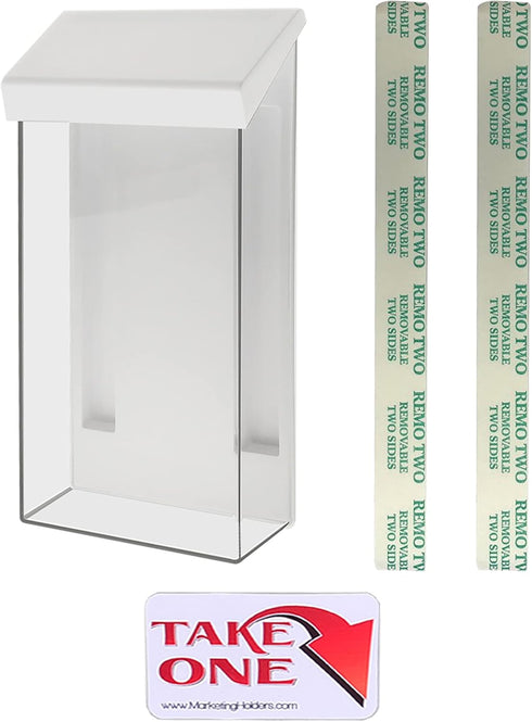 Marketing Holders Outdoor Brochure Holder Box Clear with White Lid for 4" x 9" Trifolds