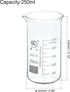 PATIKIL 250ml Tall Form Glass Beaker, 2 Pack 3.3 Borosilicate Glass Graduated Printed Scale Measuring Cups with Spout for Kitchen Lab Liquids Transit Boiling