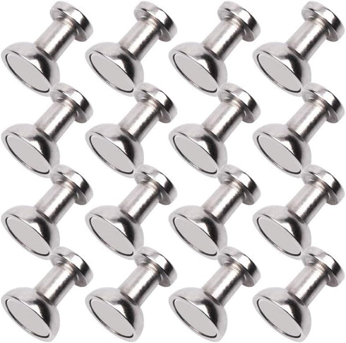 Magnetic Push Pins for Refrigerator, 16pcs Brushed Nickel for Office, Whiteboard, Map Magnets