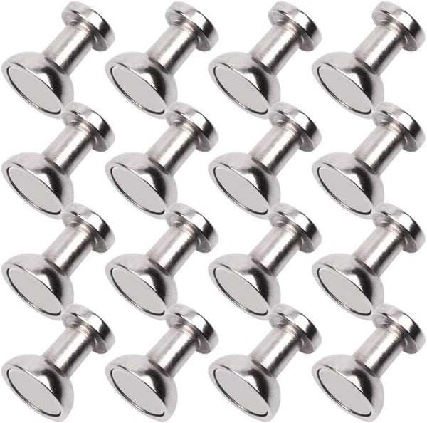 Magnetic Push Pins for Refrigerator, 16pcs Brushed Nickel for Office, Whiteboard, Map Magnets