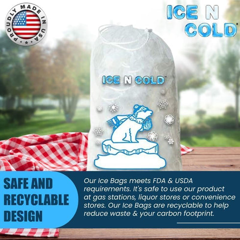 Ice Bags with Drawstring Closure, 8lb, 200ct/cs, 37 Mic Thickness for Portable Storage and Freezer