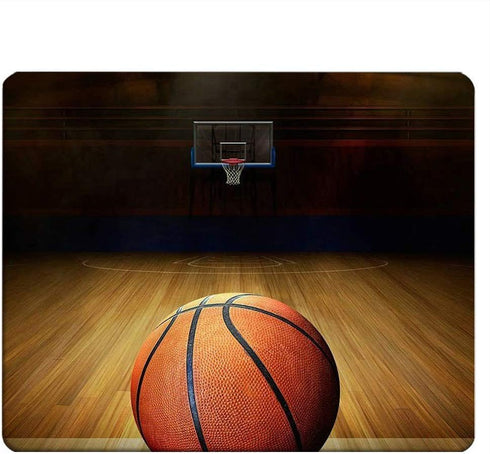 Sport Rectangle Gaming Mousepad, Vintage Basketball Court Pattern, Non-Slip Rubber Mouse Mat for Computer Desk 9.5 x