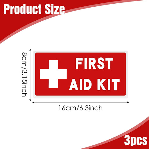 Ymapinc 3Pcs Medical Stickers, Self Adhesive Waterproof First Aid Sign Sticker Emergency Decals Kit Supplies for First