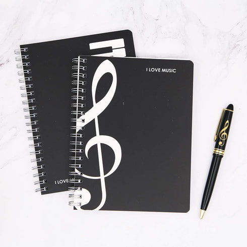 Exquisite 2 in 1 Music Theme Stationery Gift Box Set, Loose Leaf Notebook and Roller Ball Pen for Father's Day