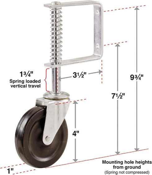 Shepherd Hardware Metal 9785 Spring Loaded Gate Caster, 4-Inch, Black