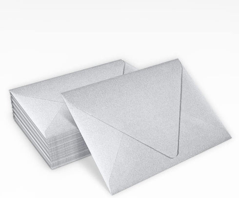 LUXPaper 4Bar A1 Contour Flap Invitation Envelopes | Silver Metallic | 3 5/8" x 5 1/8" | 80lb. Text | 50 Qty