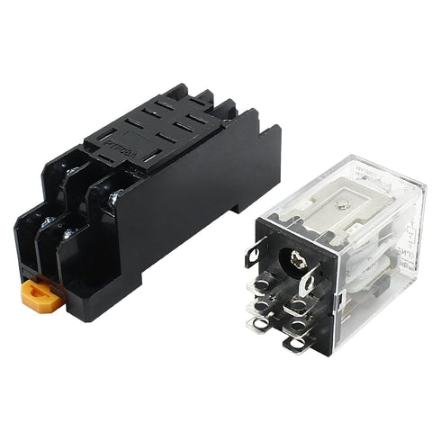 2 Pcs DC 12V Coil 8 Pin 10A DPDT Electromagnetic Power Relay with LED Indicator and Socket Base