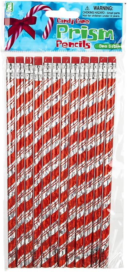 Rhode Island Novelty 7.5" CANDY CANE PRISM PENCIL