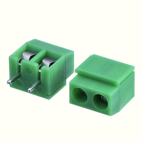 KANGWEI 50 Pieces 2 Pin 5 mm Pinch PCB Mount Screw Terminal Block Connector 300V 10A (Green)