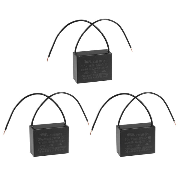 uxcell 3Pcs Ceiling Fan Capacitor CBB61 35uF 250V AC Metallized Polypropylene Film for Electric Fan Pump Motor