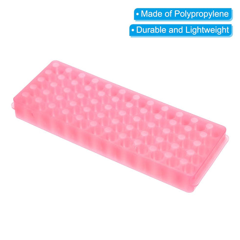 PATIKIL Tube Rack, 4 Pcs Vial Rack, 60 Wells for Microcentrifuge Tubes 0.2/0.5/1.5/2ml, Pink