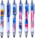 YJ PREMIUMS 6PC American Flag Pens, Eagle Black and White Striped Ink Pen for 4th USA Themed Gifts for Military Veterans