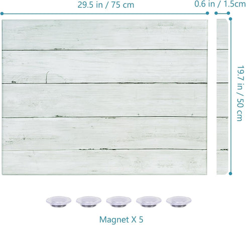 Wooden Planks Print Magnetic Surface Dry Erase Board 30 x 20 inches, Frameless Decorative White Board