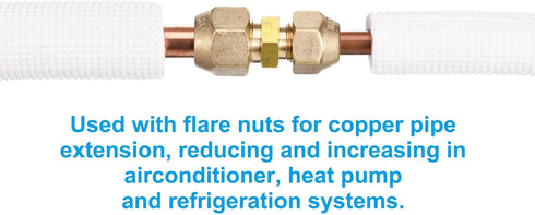 PATIKIL 1/2" to 5/8" Pipe Extension Joint Connector, Free Welding Brass Coupler Adapters with 2pcs Flare Nuts for
