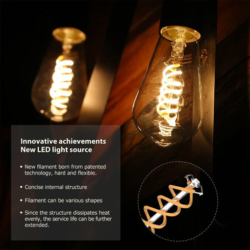 6 Pack ST19 LED Edison Bulbs, 6W (60W Equivalent), Soft White 2700K, Dimmable Vintage Filament Clear Glass