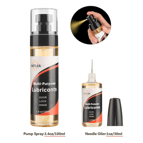 4.4oz 3.4oz 1oz Lock and Hinge Lubricant-Squeaky Lock Fix & Garage Door Lube with Spray & Precision Oiler for Locks