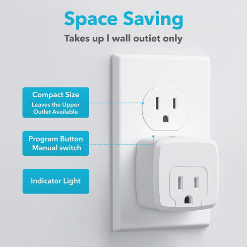 HBN Remote Control Outlet, 100FT RF Signal Wireless On Off Switch Plug for Household Appliances, 15A