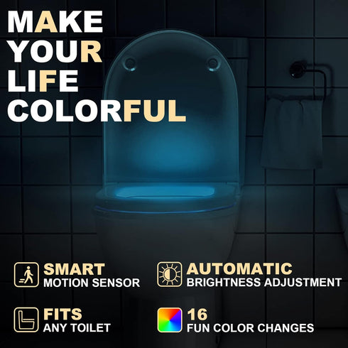 MIEFL 16 (2 Pack),LED Toilet Light Motion Sensor Colors Changing Glow Bowl inside Toilet Light, Smart Night Light