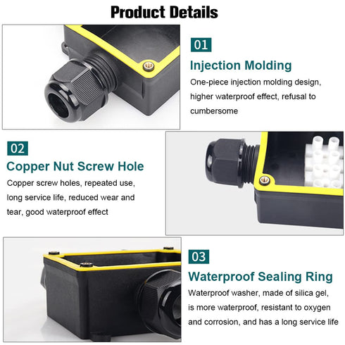Junction Box Outdoor Waterproof Electrical Box, 3 Way Plug Line Plastic External Box for Landscape Lighting