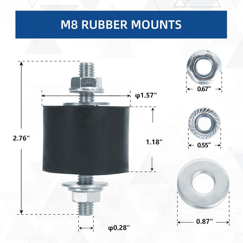 Rubber Studs Shock Absorber M8 40x30mm, 4 Pack Anti Vibration Isolator Mounts for Air Compressors, Garage Motor