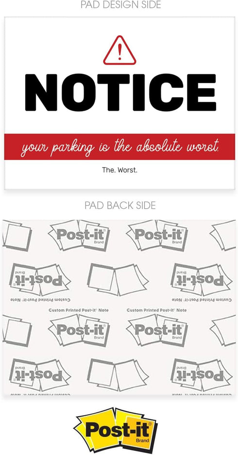 You Park Like an Idiot Sticky Note Pads, 4" x 3", Repositionable Funny Bad Parking Notifications